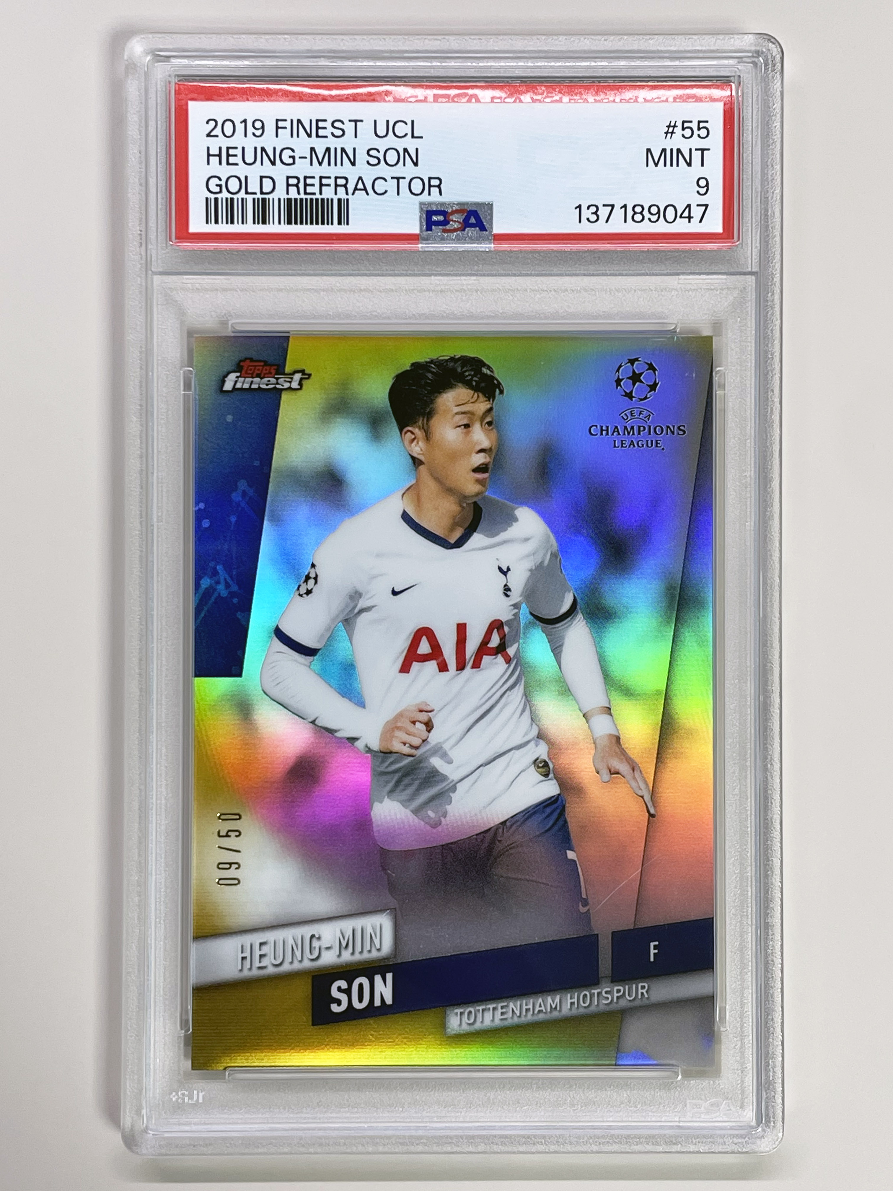 19-20 Finest UCL 55 Gold Refractor /50 손흥민 PSA9