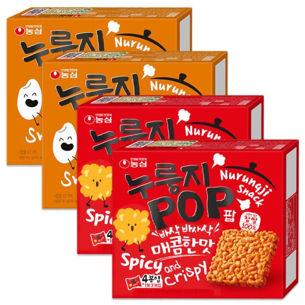 농심 누룽지팝 2종 달콤한맛2개+매콤한맛2개 총4개