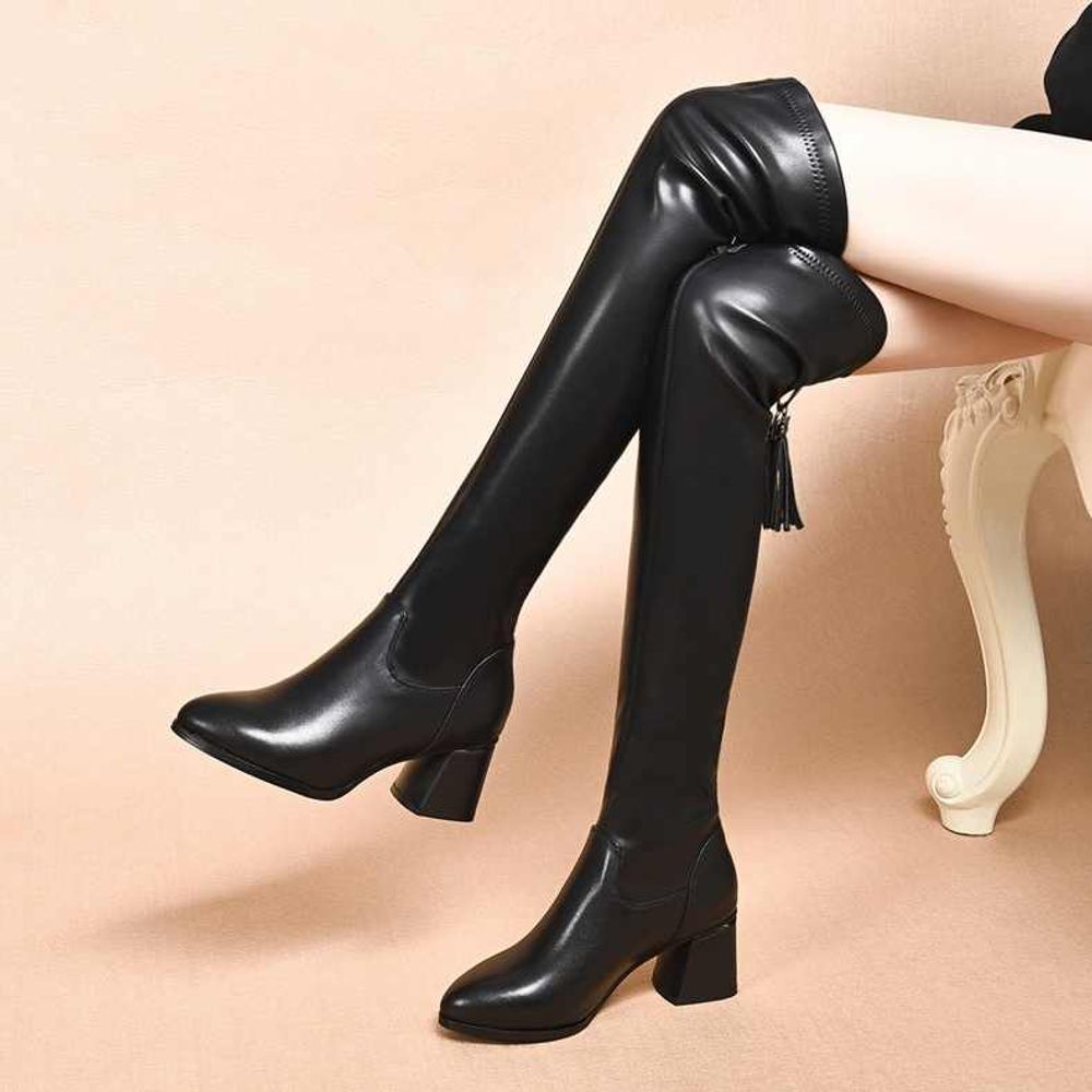 굽 여성블랙롱부츠 블랙 부츠 구두 굽낮은 미들 캐주얼