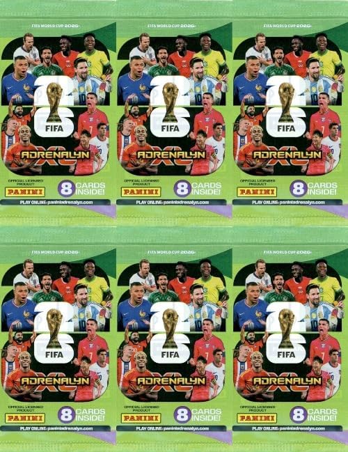 파니니 2026 아드레날린 XL 월드컵 축구 컬렉션 (48장) 카드 (6장) 팩토리 씰드 포일 팩 유럽에서 수입 야말 메시 할랜드 호날두 음바페 등 의 스타들을 찾아보세요