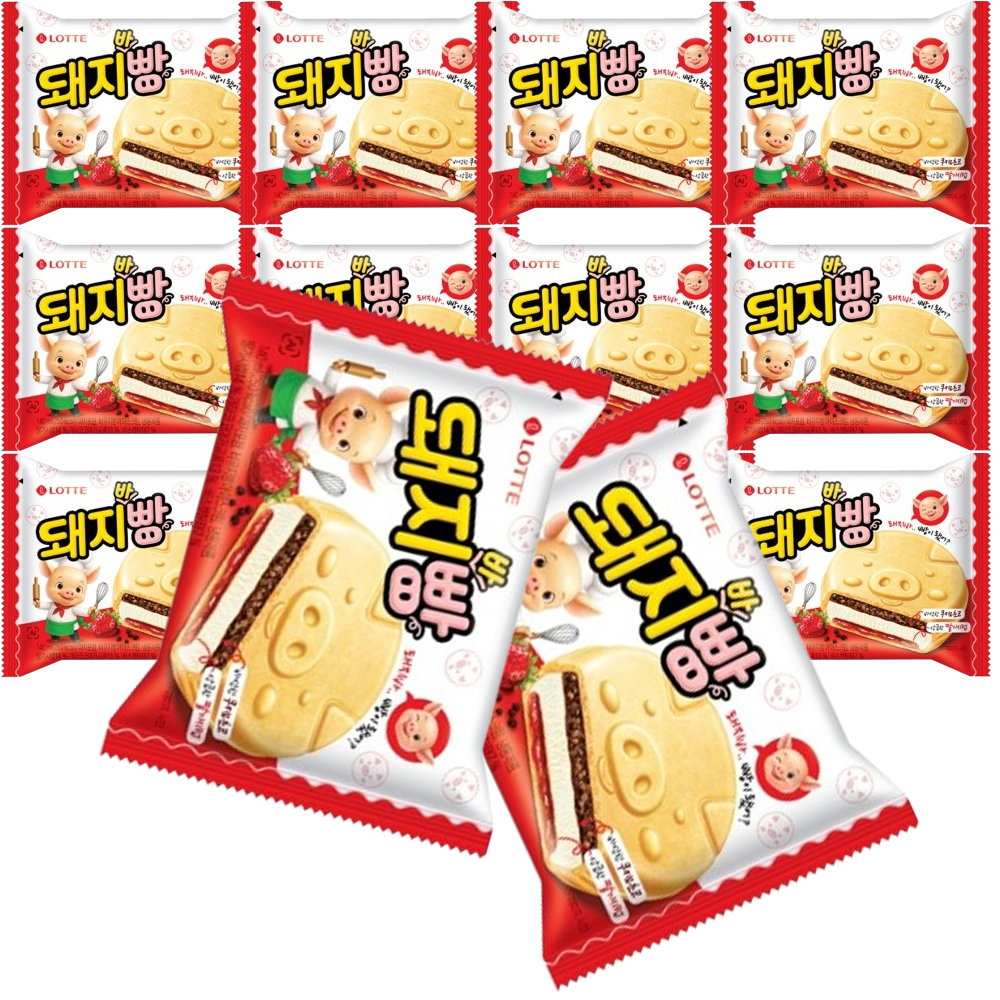 돼지바빵 딸기 샌드 아이스크림 롯데