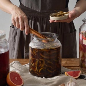 유리 담금주병 과일청 장아찌 매실청 진공 저장 밀폐용기 쿼드락 2400ml