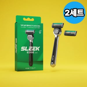 남성 날면도기 다회용 휴대용 슬릭엣지 수동 칼 면도기 핸들 1개 6중 면도날 2개 2세트