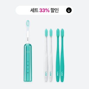 라이브오랄스 프로젝트 오라원 킥스윙 전동칫솔 + 라이브오랄스 초극세모 칫솔,4개(민트2+화이트2) 기획세트
