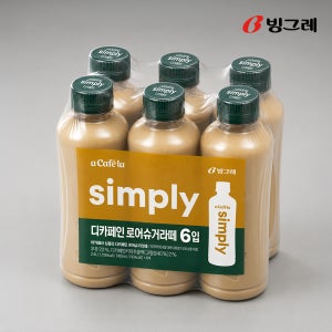 빙그레 아카페라 심플리 로어슈거 디카페인 라떼, 400ml, 6개