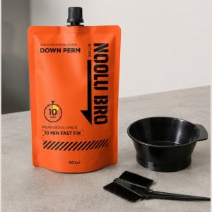 눌러브로 600ml 대용량 남자 다운펌 크림 셀프 옆머리 뜨는머리 미용실 다운펌제 도포볼 브러시 포함