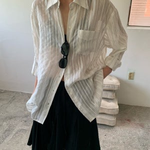 린넨줄지sh 2col / linen striped shirt [VAARA]