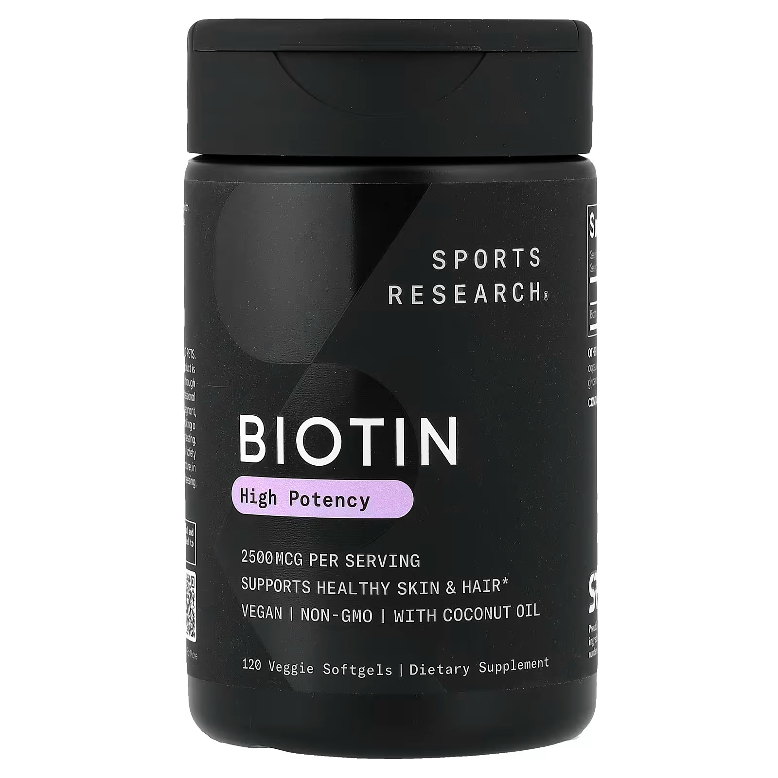 스포츠리서치 <b>비오틴 2500mcg 120</b>베지소프트젤 (4개월분) 머리카락 손톱 영양제 뷰티 비타민 B7