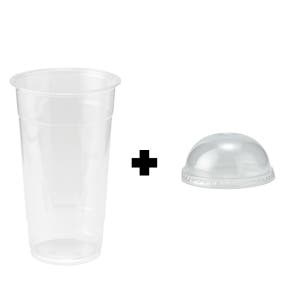 960ml(32온스)아이스컵+돔뚜껑 100개 세트 107파이 투명 테이크아웃 1리터컵
