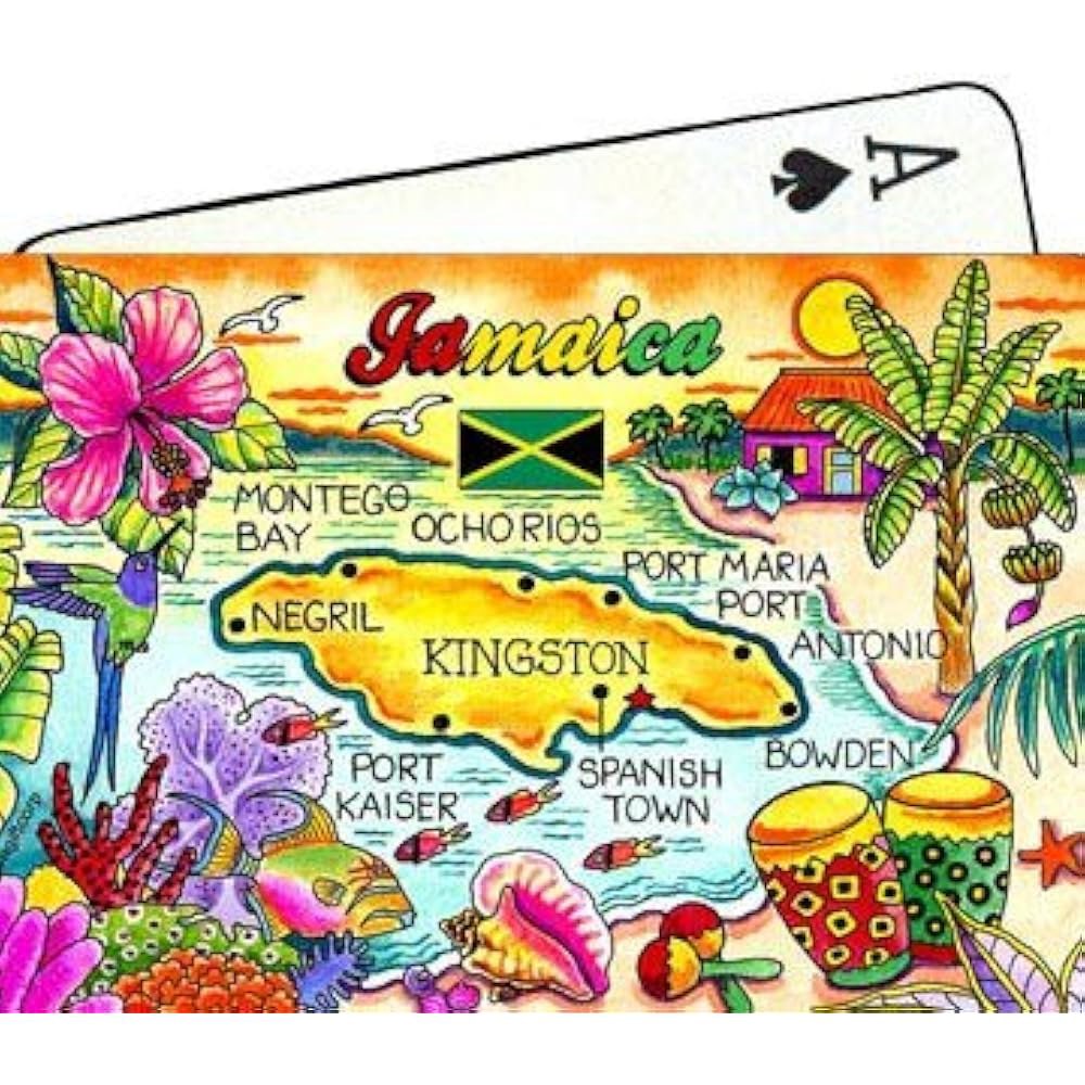 월드 바이 수집품 자메이카 지도 기념품 샷글래스 놀이 카드