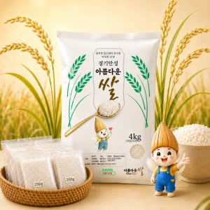 아름다운쌀 경기 안성 백미 25년 햅쌀 4kg 소분할 250g x 16봉