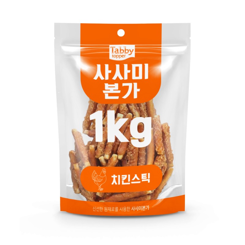 테비 사사미 대용량 강아지 간식 사사미본가 치킨스틱, 1kg, 1개