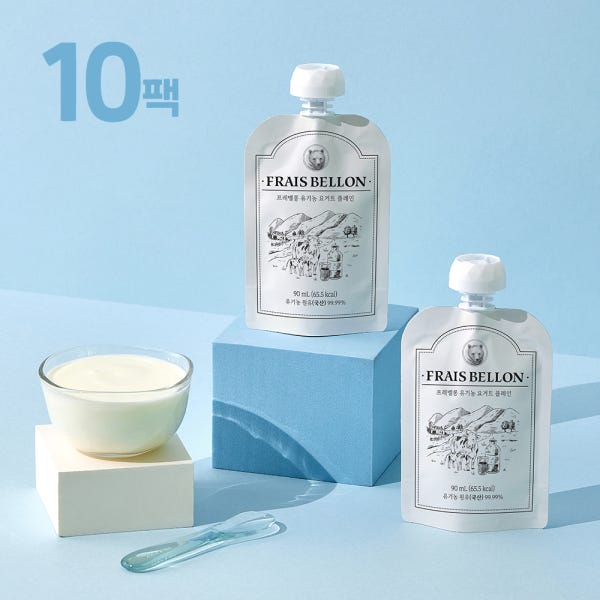 프레벨롱 유기농 요거트 플레인 짜먹는 무가당 아기 유산균 90ml x 10팩