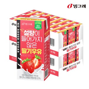 빙그레 설탕이 들어가지 않은 우유 딸기, 190ml, 48개