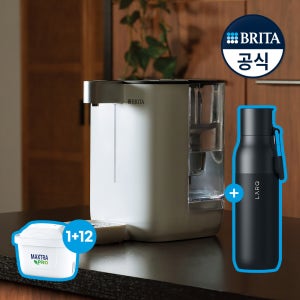 브리타 큐브 무타공 온정수기 4L 화이트+기본필터 1입+추가필터12입(1년 구성팩)+라크 텀블러(블랙)