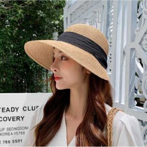여름 라탄 자외선차단 벙거지모자 라피아 여성 밀짚모자 여행 외출 바캉스모자