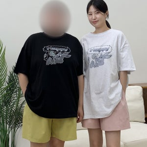 진스T 캐릭터 프린팅 오버핏 반팔티 박스티 빅사이즈 루즈핏 여성