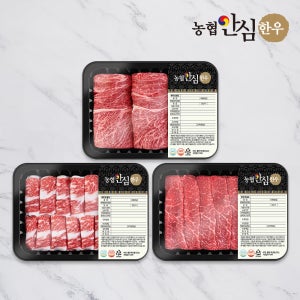 농협안심한우 1등급 한우 모듬 구이세트 600g (꽃등심 차돌박이 눈꽃로스)