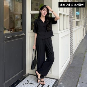 [클라비스][[2pcs 개별구매] 쿨 셋업 절개 디테일 셔츠&쿨 슬랙스닝 SET