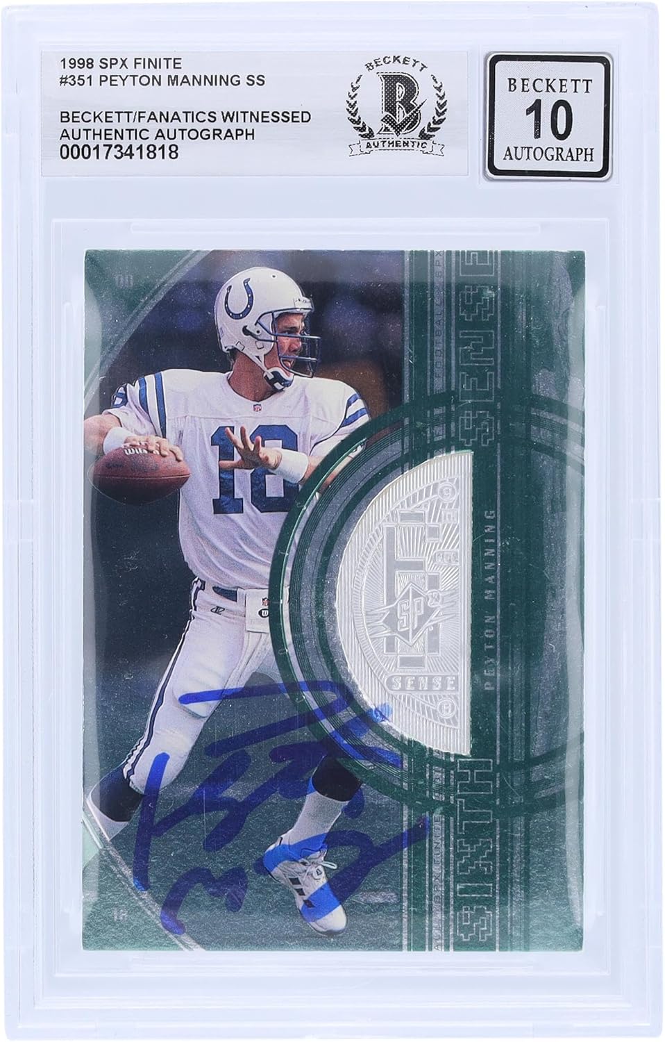 Peyton Manning 인디애나폴리스 콜츠 사인 카드 1998 Upper Deck SP