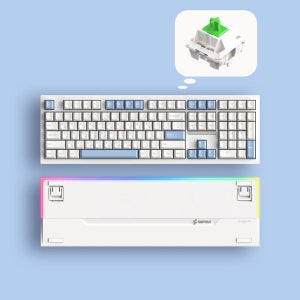 [키보드 공방] 전문 수작업 윤활 SPM PL108W 아라 풀배열 키보드 유무선 3모드 화이트, ASMR 커스텀 몽돌 화이트축 리니어
