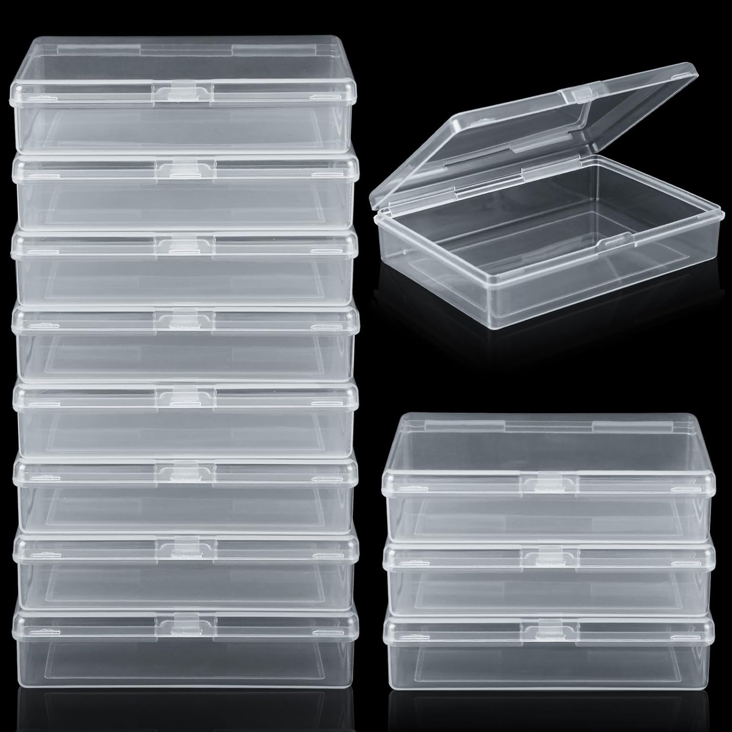 24PCS 카드 케이스 3.8 x 2.7 0.8 인치 플라스틱 상자 클리어 게임 보관 정리함 빈 스탠다드 사이즈 덱 없음 24