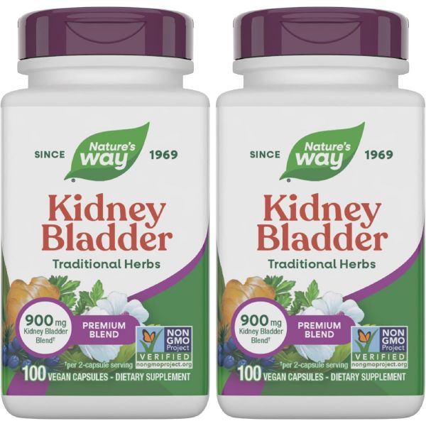 식품 영양제 <b>네이처스 웨이 신장</b> 방광 전통 허브 1회 제공량 900mg 비건 캡슐 100개(2팩) 100 Count (Pack of 2)