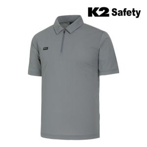 K2 세이프티 TS-6203 티셔츠 자외선차단 그레이 스판 집업스타일 반팔