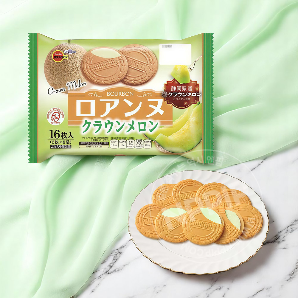부르봉 로안느 일본 쿠키 비스킷 크라운메론맛 16개입, 113g, 1개 대표 이미지