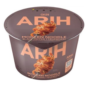 ARIH 모던 누들 130g 4팩 블랙 페퍼 떡볶이 ARIH Modern Noodles, Western-Korean Fusion Soup-Less Noodles, Black Pep
