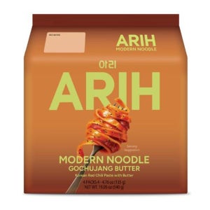 ARIH 모던누들 135g 4개입 1팩 고추장 버터 ARIH Modern Noodles, Western-Korean Fusion Soup-Less Noodles, Gochujang