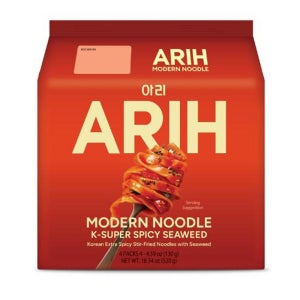 ARIH 모던누들 130g 4개입 1팩 K-슈퍼 스파이시 참깨 ARIH Modern Noodles, Western-Korean Fusion Soup-Less Noodles, K-S