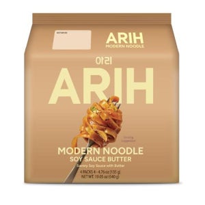ARIH 모던누들 135g 4개입 1팩 간장 버터 ARIH Modern Noodles, Western-Korean Fusion Soup-Less Noodles, Soy Sauce