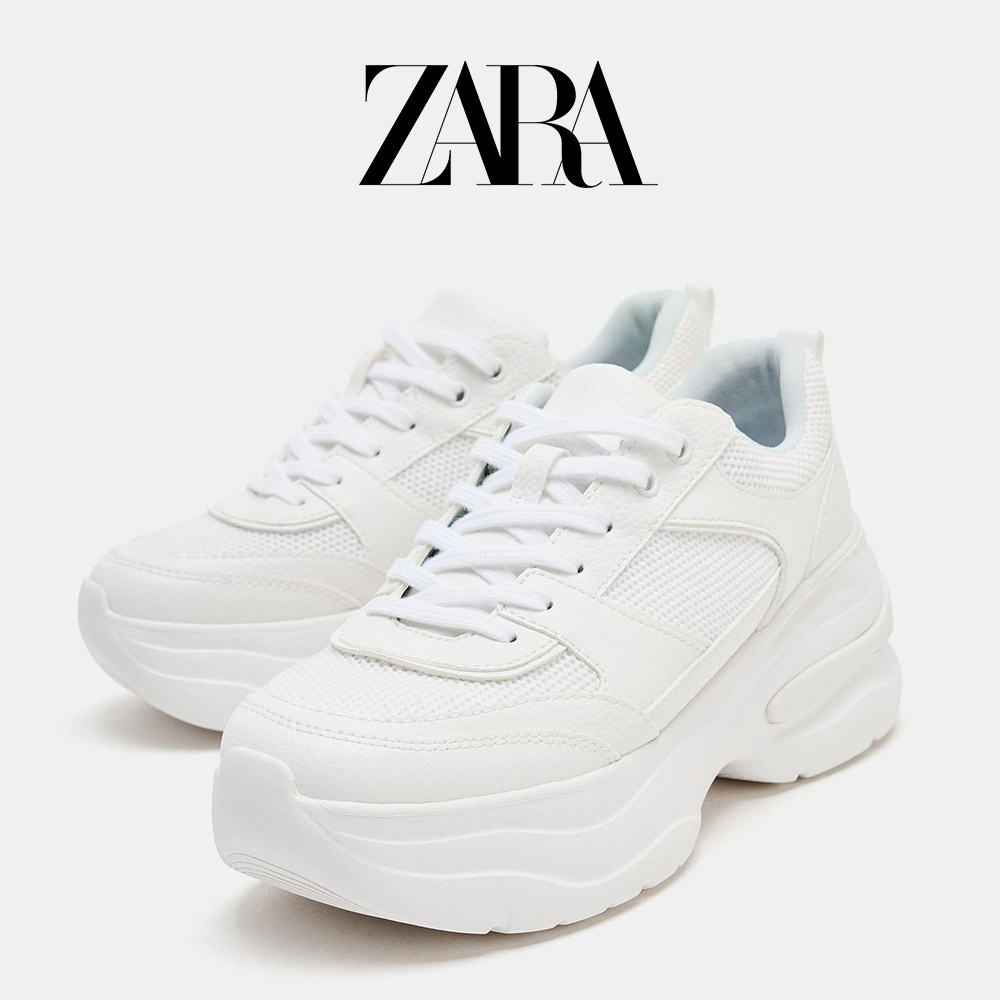 ZARA 자라 여성 플랫폼 스니커즈 키높이 운동화 청키 통굽 캐주얼 슈즈 화이트