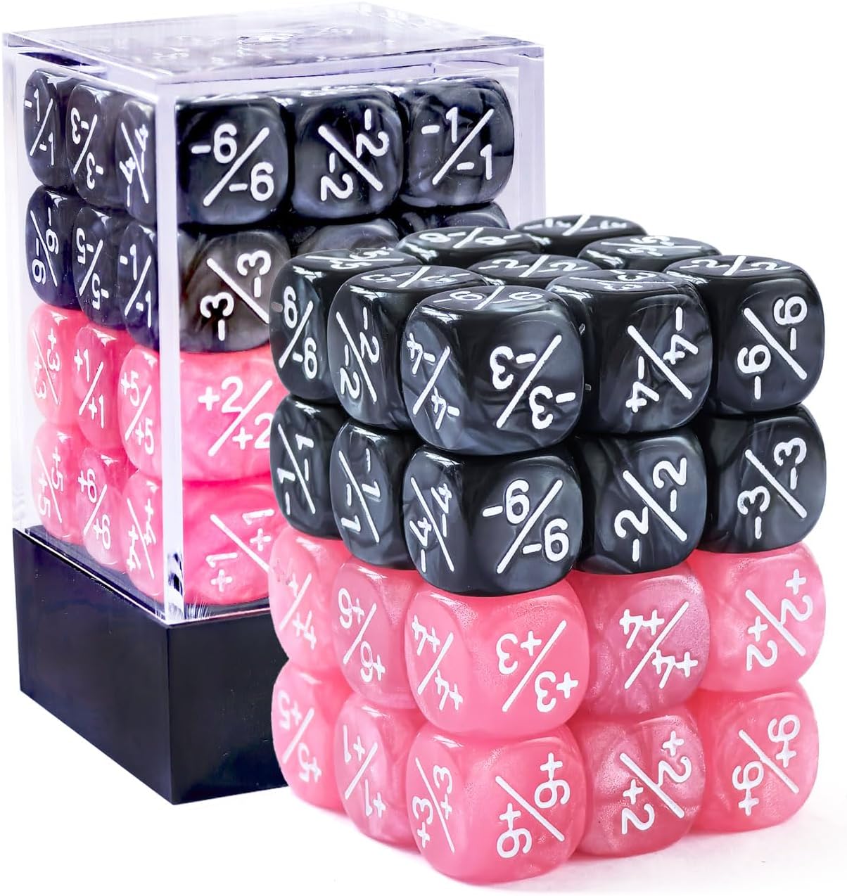 36pcs 2mm 포지티브 및 네거티브 주사위 카운터 핑크 블랙 세트 MTG CCG 카드 게임과 호환되는 스몰 토큰 로열티