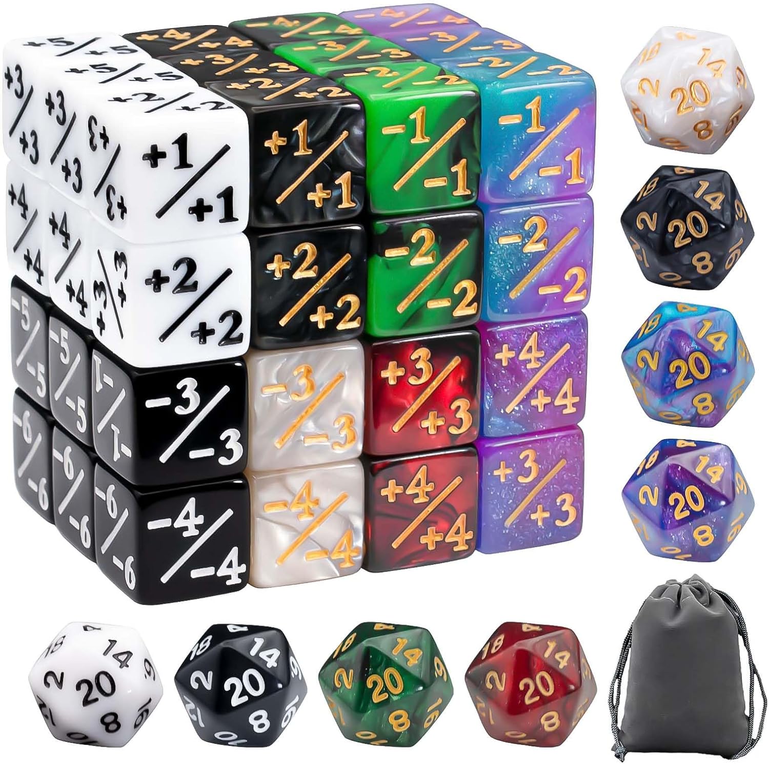 MTG 카운터 주사위 세트 56개 8가지 색상 48가지 생명 토큰 그리고 TCG 카드 게임 액세서리용 D20
