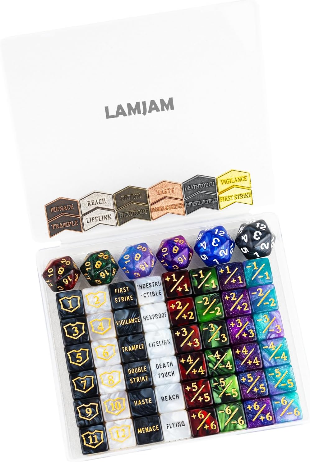 66 PCS MTG 주사위 카운터 키워드 금속 토큰 +/+ 실드 라이프 세트 스핀다운 D20 TCG 매직 카드 게임 액세서리용 Classic Color