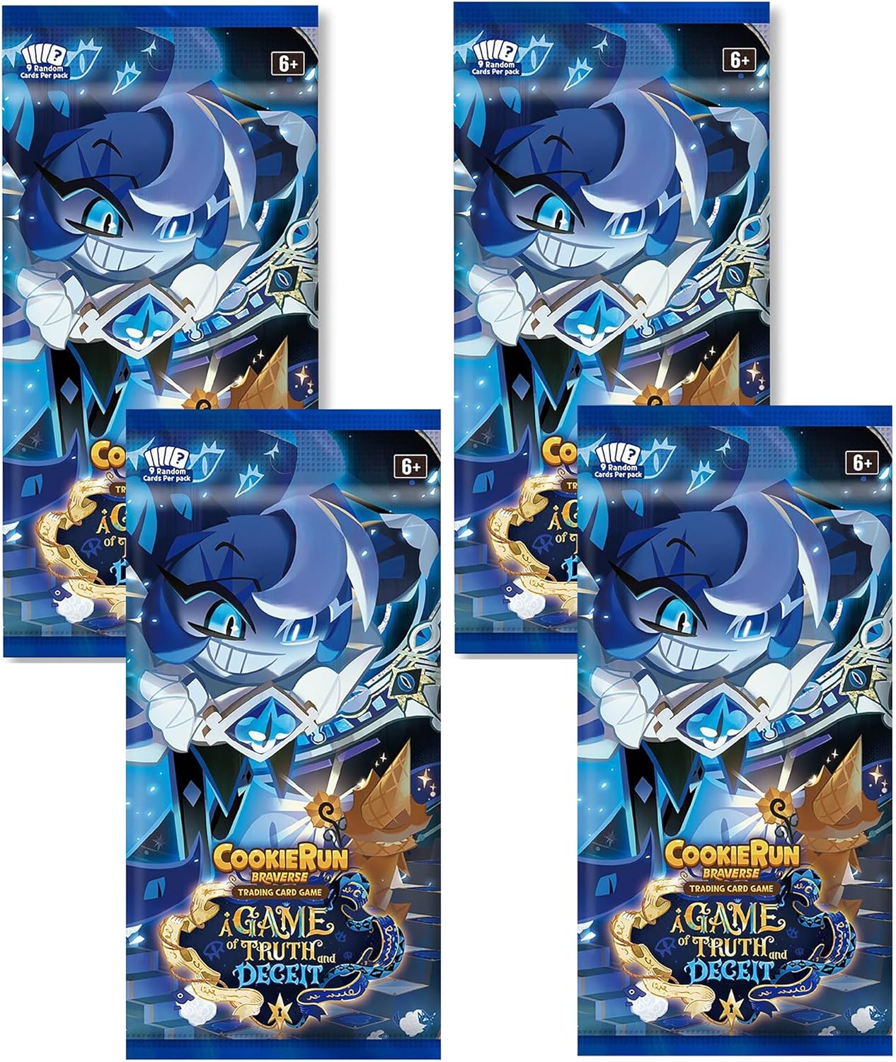 쿠키런 TCG 진실과 속임수의 게임 4 부스터 팩 번들 브레이버스 트레이딩 카드 전략 플레이 및 배틀 덱 빌드 랜덤 모듬