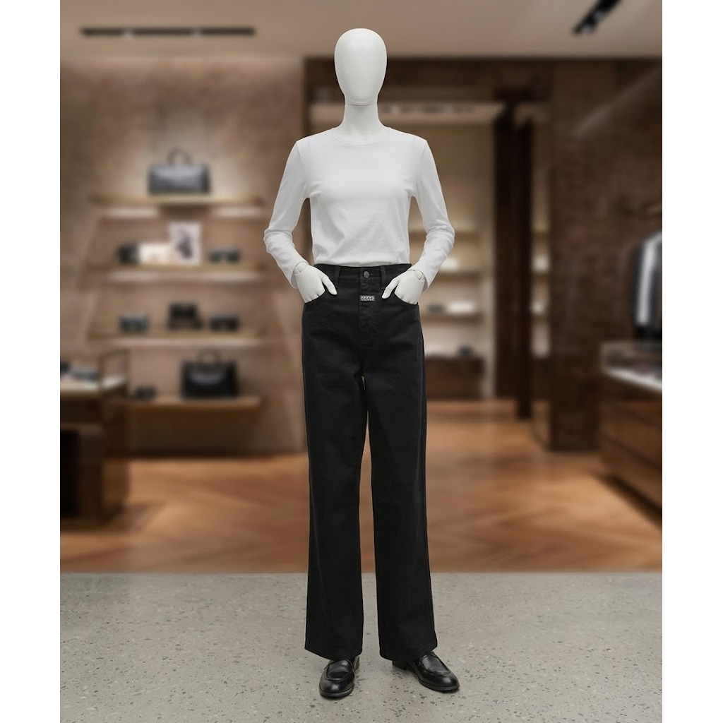 마리떼프랑소와 marithefrancoisgirbaud W HIGH STRAIGHT DENIM PANTS black