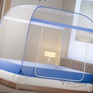 영제이 원터치 모기장 텐트형 120x200 블루 1인용침대모기장