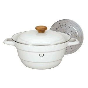 후지호로 찜냄비 27cm 인덕션 찜기 법랑 냄비 (화이트)