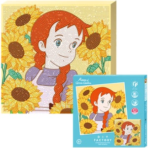 퍼즐마을 보석십자수 빨강머리앤 해바라기와 함께 25 x 25cm 원형 캔버스 비즈공예 만화