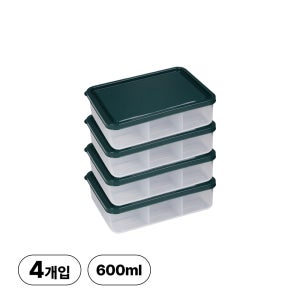 리브비 국내생산 엘라스토머 냉동 전용 용기 600ml, 그린, 4개
