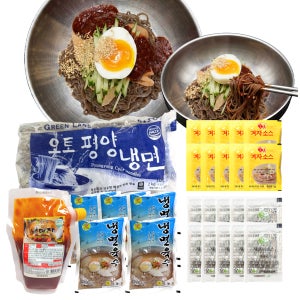 더식탐 평양냉면 물비빔냉면세트 10인분 면사리(2kg)+육수(350g) 5봉+양념장(500g)