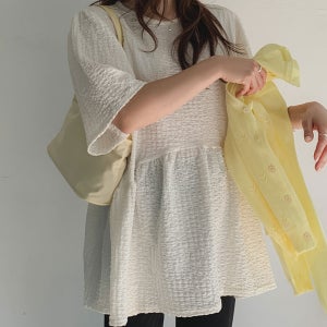 임산부 프릴에코 A 블라우스 만삭까지 출근룩 데일리룩 체형커버