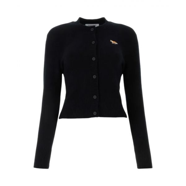 (W) Maison Kitsune Baby Fox Patch Fitted Cardigan Black (W) 메종 키츠네 베이비 폭스 패치 피티드 가디건 블랙