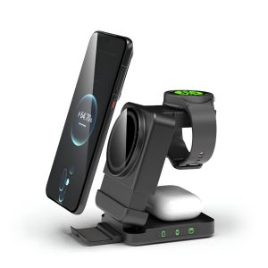 iWhere 3IN1 맥세이프 Qi2 고속 무선충전기 접이식 거치대 갤럭시 애플 듀얼 워치 호환 IQW-310DM