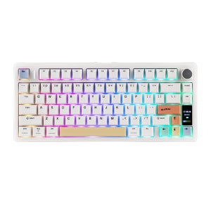 EPOMAKER TH80 V2 Pro 커스텀 디스플레이 기계식 키보드 화이트, 운옥축