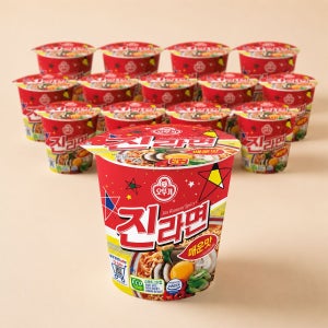 오뚜기 진라면 매운맛 컵라면 소컵 65g 15개