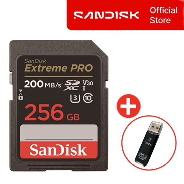샌디스크 SD카드 익스트림 프로 V30 256GB 256기가 SDXXD 캐논 소니 메모리 + 리더기패키지